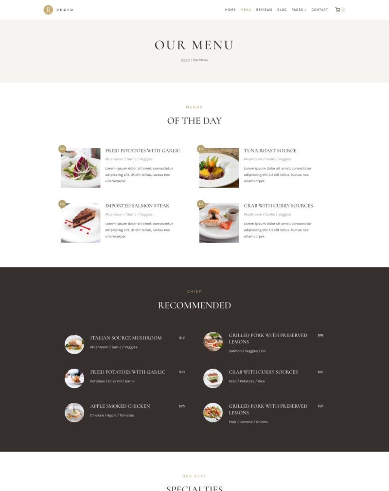 Our Menu